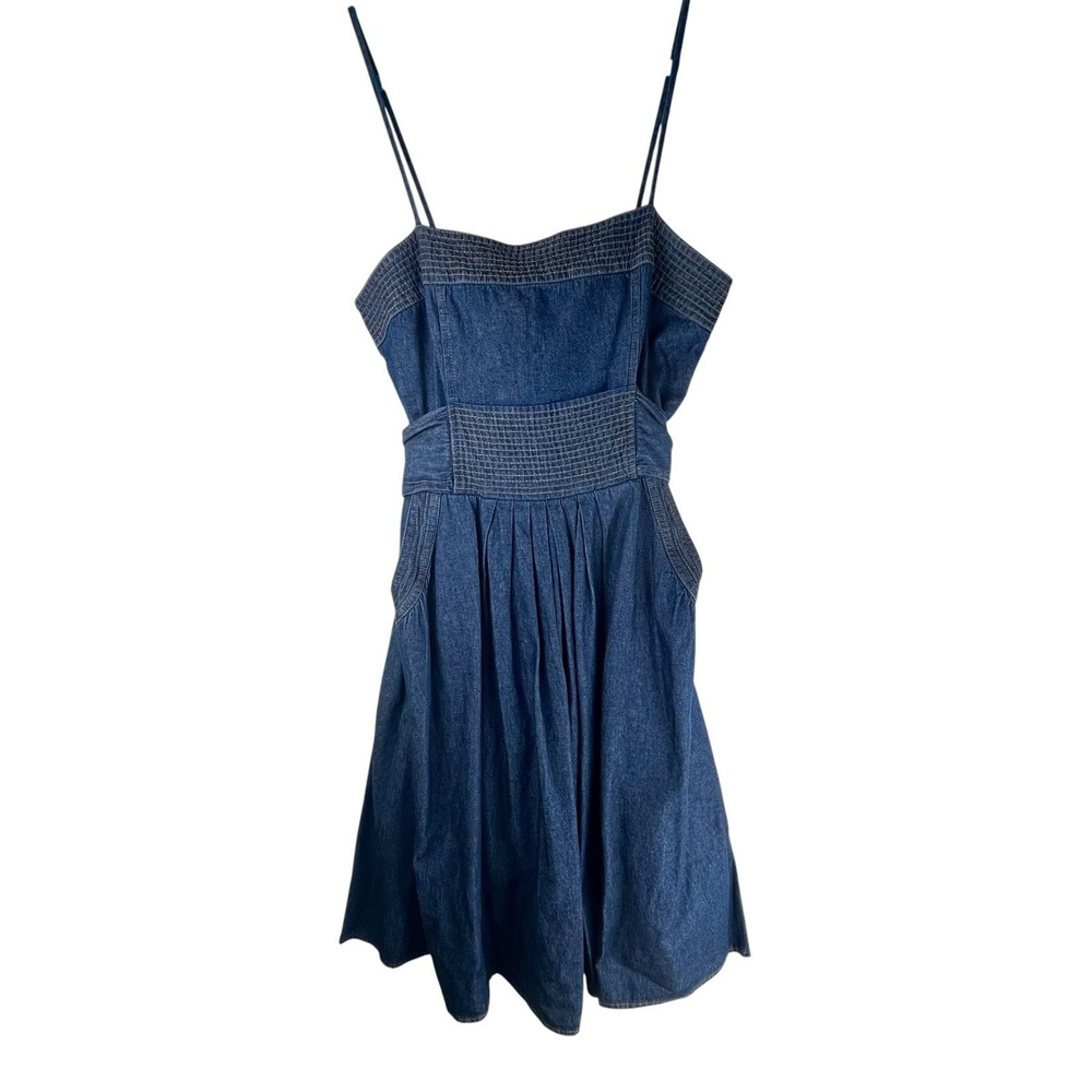 Vintage JFW Denim Dress‎ Blue Spaghetti Strap Belted Sz 13 / 14
